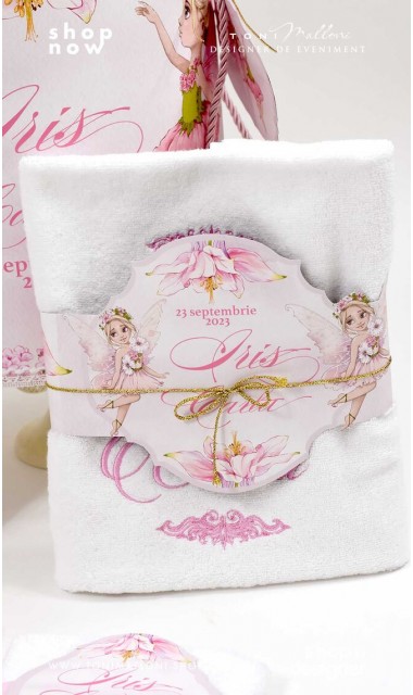 Trusou de botez personalizat prin brodare roz Zane 2